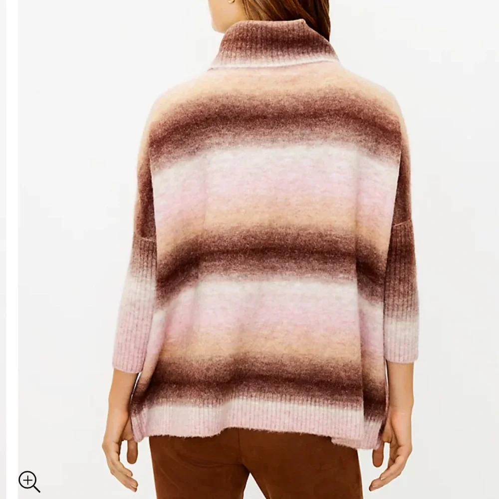 LOFT Striped Ombre Cowl Neck Oversized Dolman Sweater Size L - Picture 2 of 6
